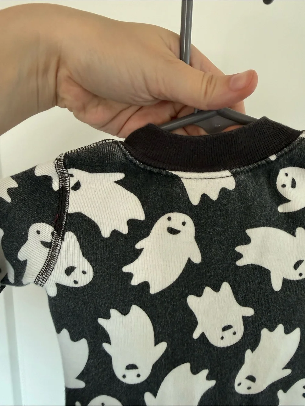 Hanna Andersson Black and White Ghost Print Footed One-Piece, (read desc)